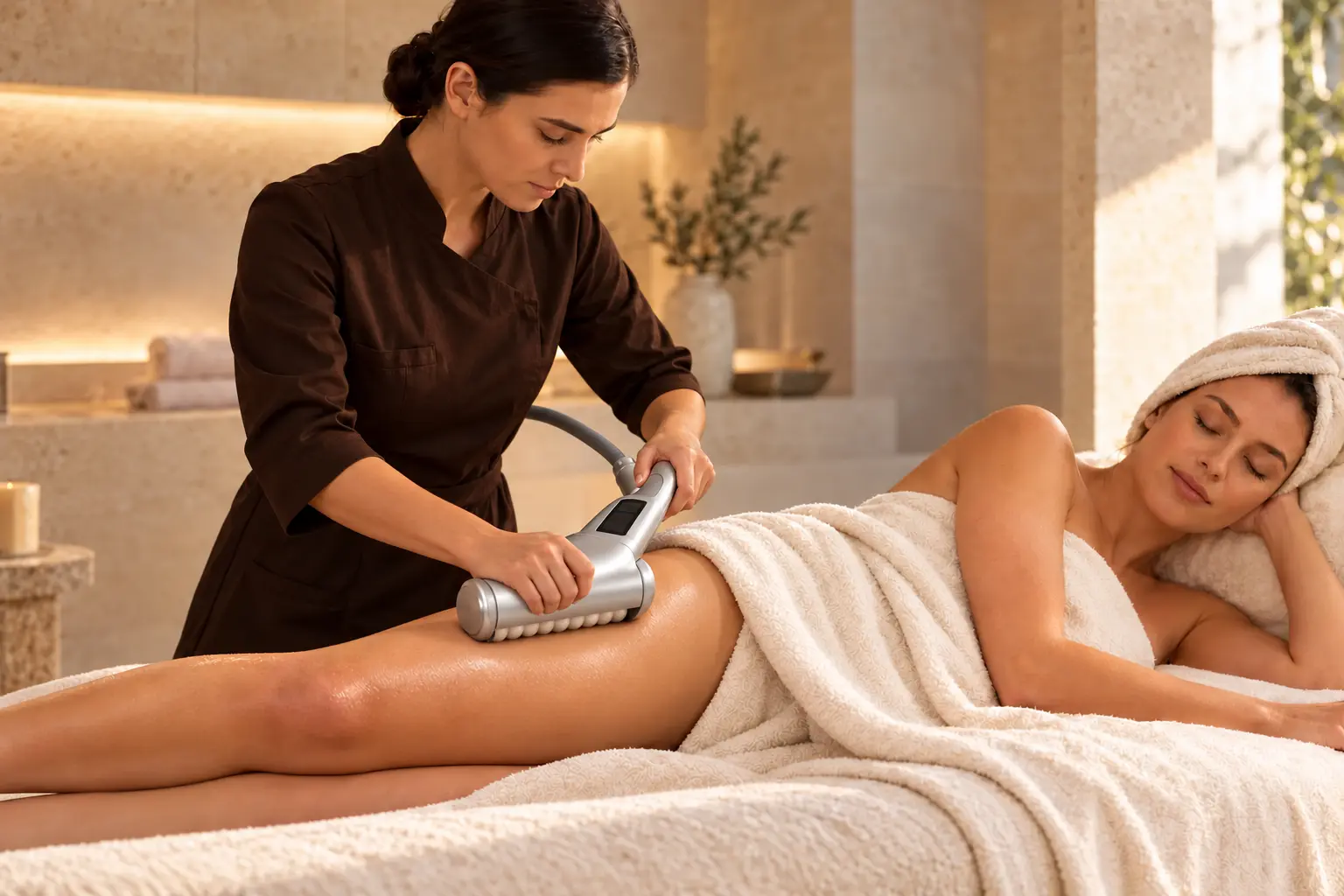 Endospheres body treatment in warm light