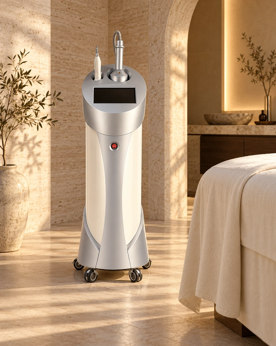 Endospheres Evolution in a warm travertine treatment suite